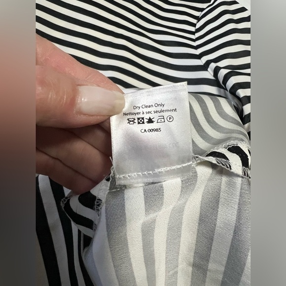 VERONICA BEARD Striped Dress | Size 2 | Zip Back Midi Length | Black White - Picture 5 of 11